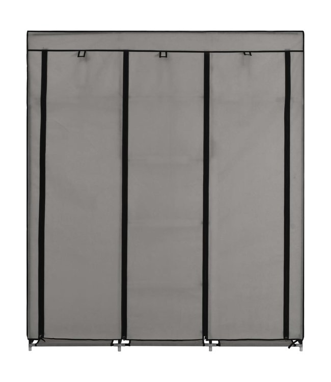 Kledingkast met vakken en stangen 150x45x175 cm stof grijs