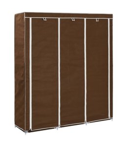 Kledingkast met vakken en stangen 150x45x175 cm stof bruin