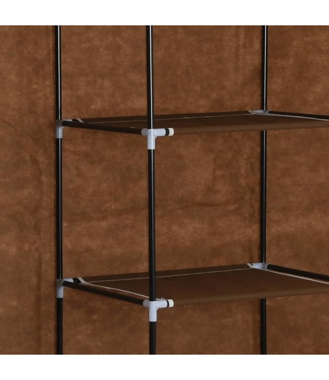 Kledingkast met vakken en stangen 150x45x175 cm stof bruin
