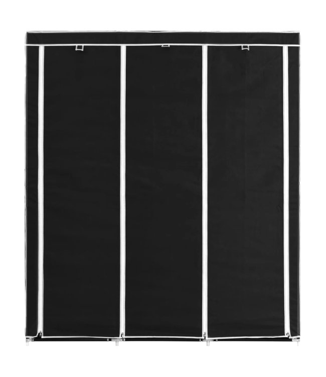 Kledingkast met vakken en stangen 150x45x175 cm stof zwart