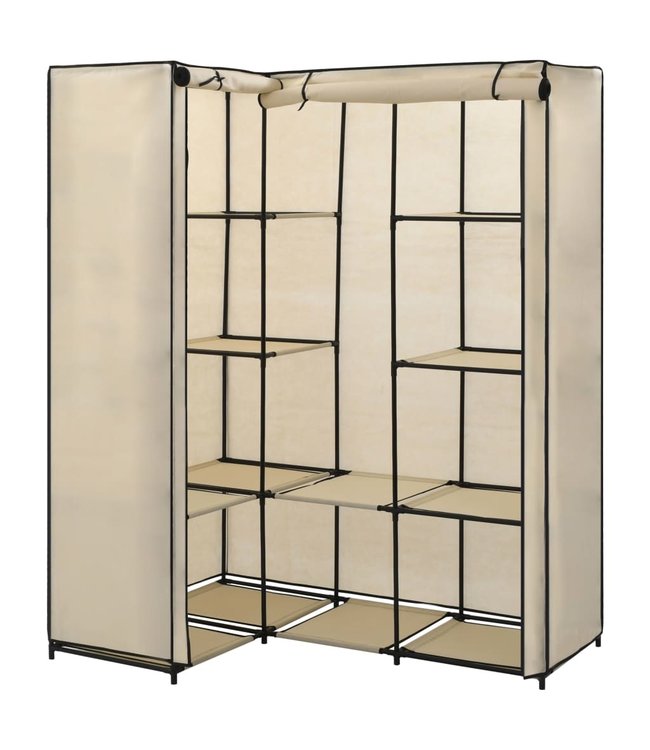 Hoekkledingkast 130x87x169 cm crème