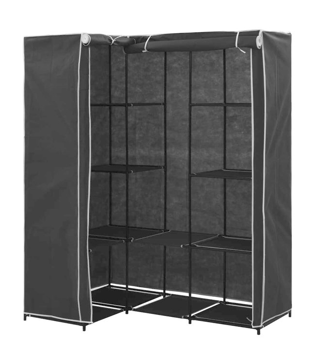 Hoekkledingkast 130x87x169 cm zwart