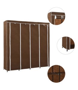 Kledingkast met 4 vakken 175x45x170 cm bruin