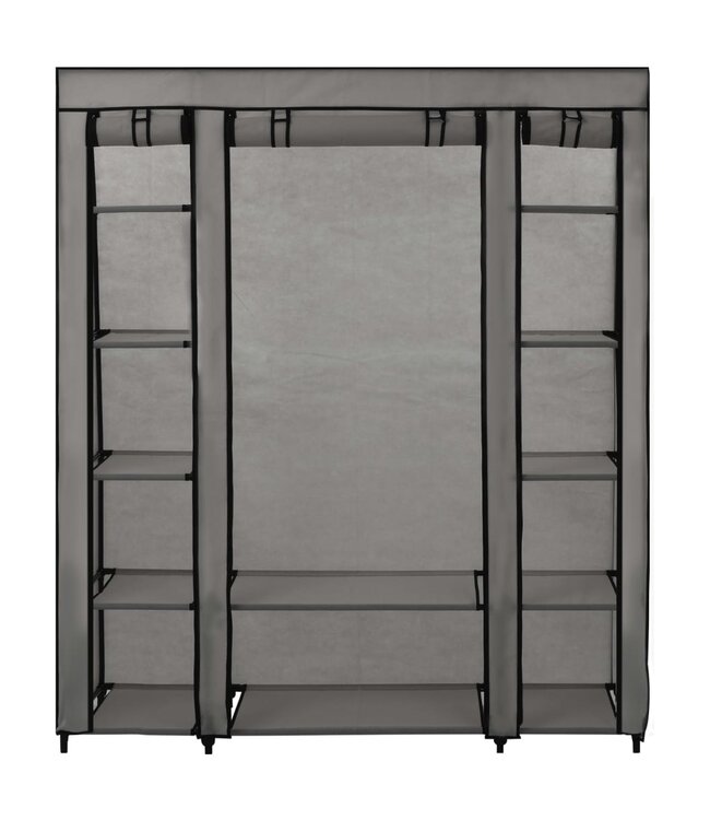 Kledingkast met vakken en stangen 150x45x176 cm stof grijs