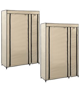 Kledingkasten opvouwbaar 2 st 110x45x175 cm stof crème