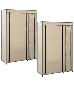 Kledingkasten opvouwbaar 2 st 110x45x175 cm stof crème