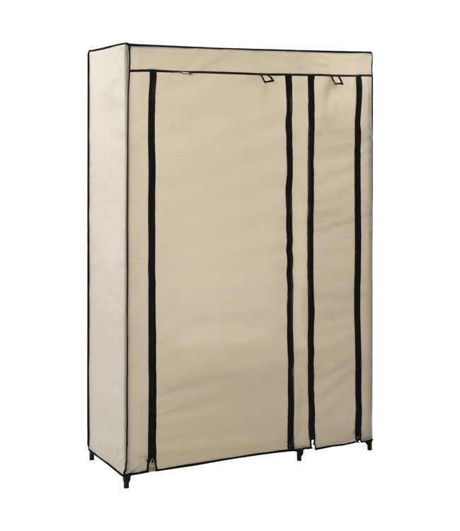 Kledingkast opvouwbaar 110x45x175 cm stof crème