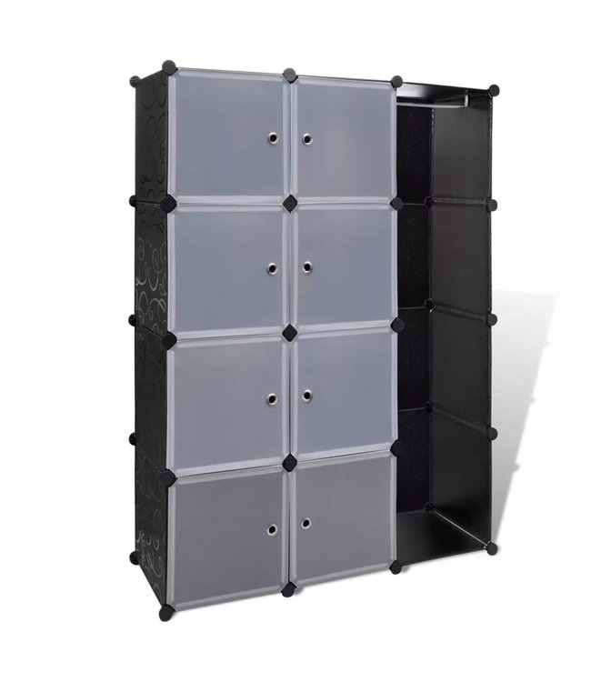 Kast met 9 vakken modulair 37x115x150 cm zwart en wit