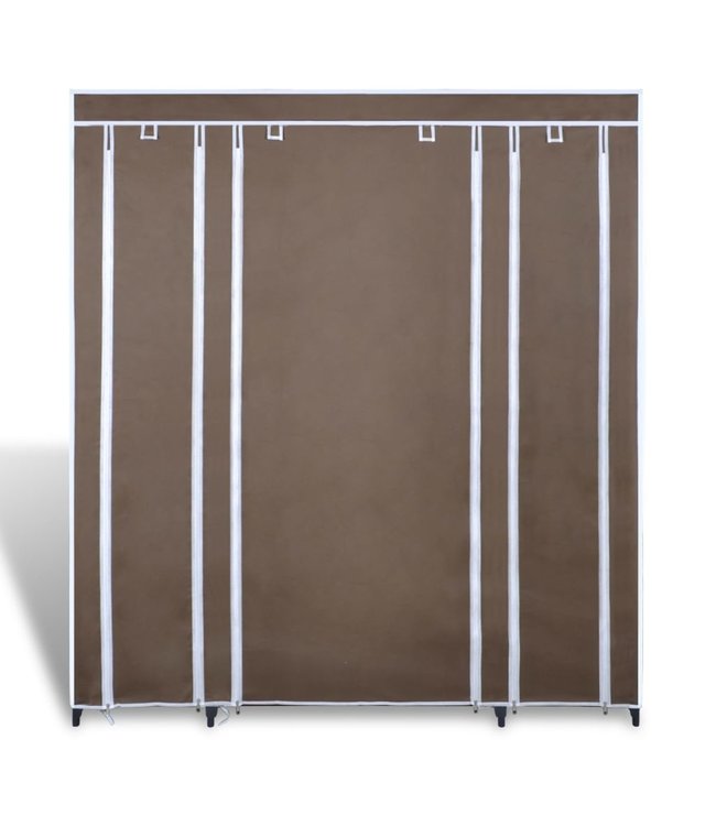 Kledingkast met vakken en stangen 45x150x176 cm stof bruin