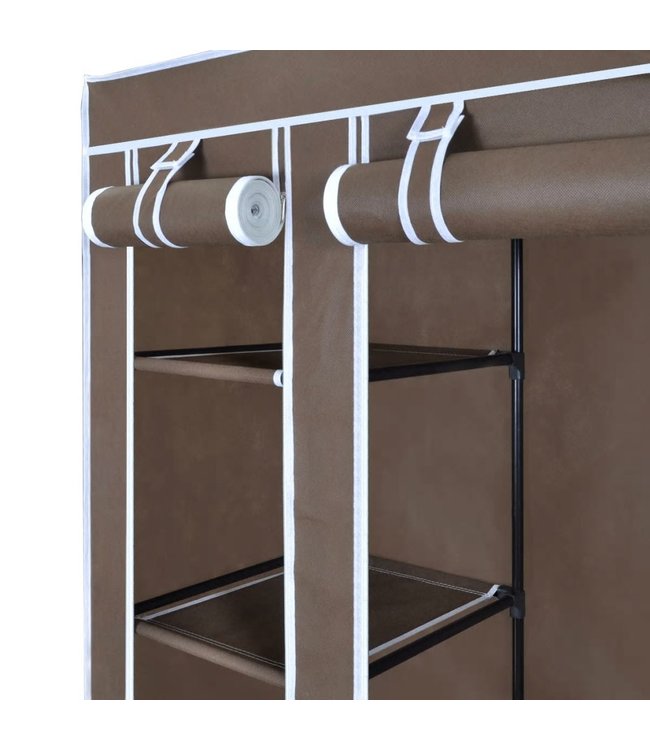 Kledingkast met vakken en stangen 45x150x176 cm stof bruin
