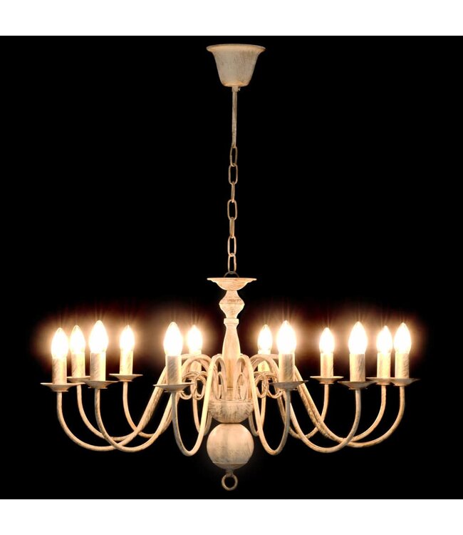 Kroonluchter 12xE14 antiekwit