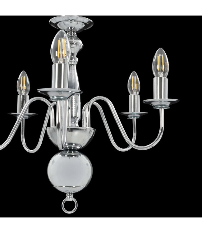 Kroonluchter 5xE14 zilverkleurig