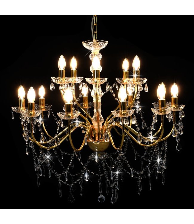 Kroonluchter 2-laags 15xE14 goudkleurig