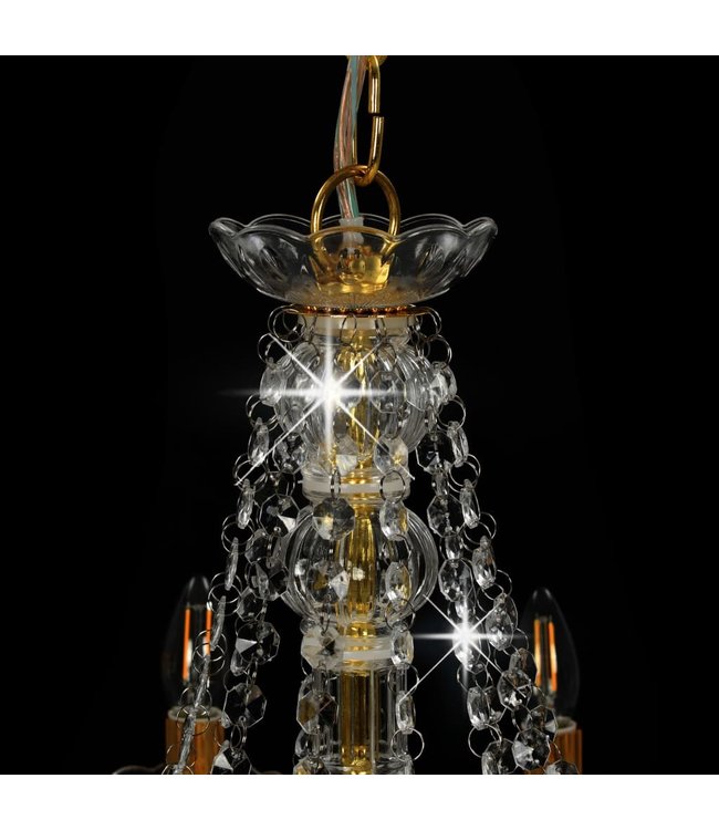 Kroonluchter met kralen 12xE14 goudkleurig