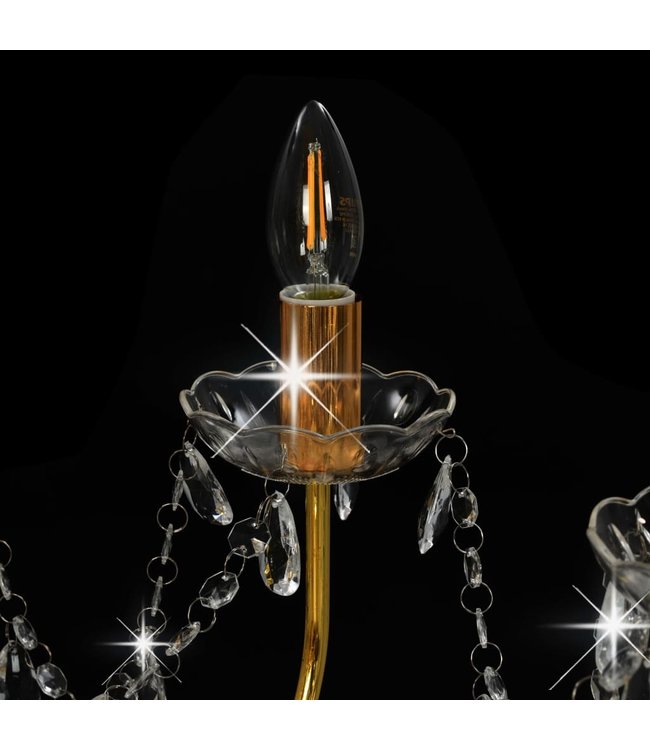 Kroonluchter met kralen 12xE14 goudkleurig