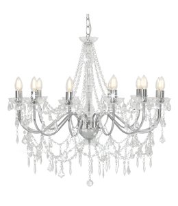 Kroonluchter met kralen 12xE14 zilverkleurig