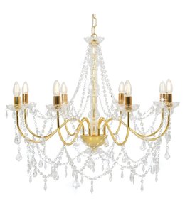 Kroonluchter met kralen 8xE14 goudkleurig