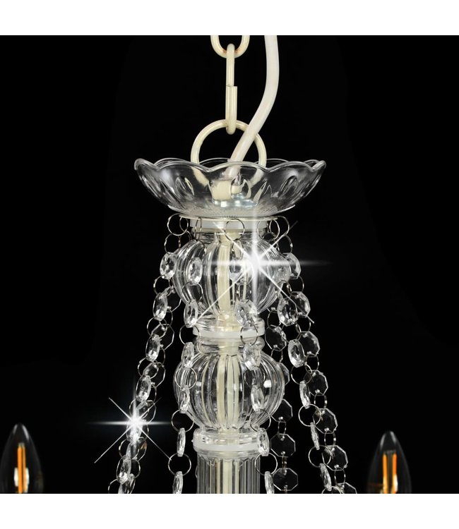 Kroonluchter met kralen 8xE14 wit