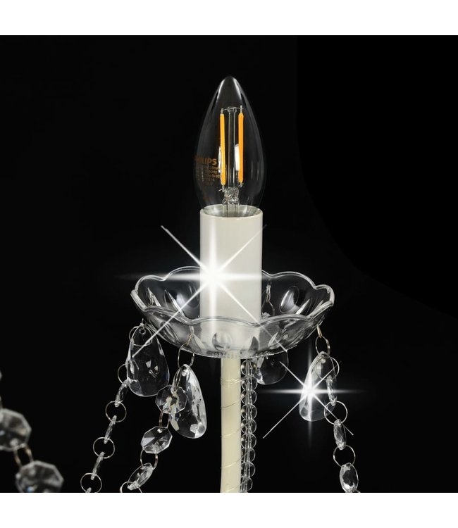 Kroonluchter met kralen 8xE14 wit