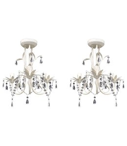 Kroonluchters kristal 2 st elegant wit