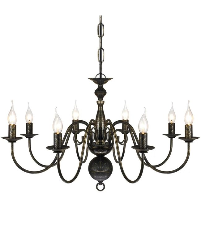 Kroonluchter zwart metaal 8 x E14 lampen