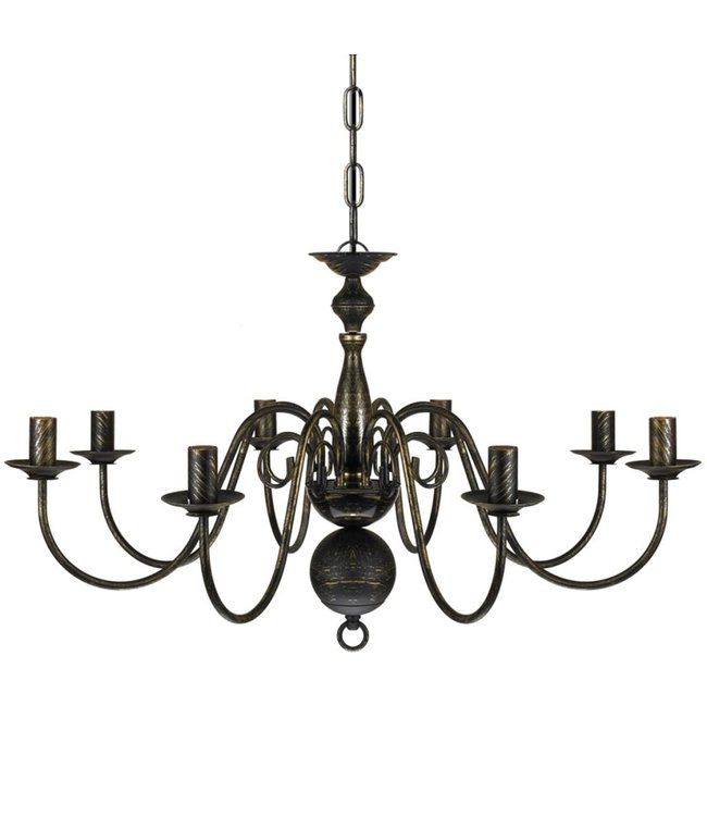 Kroonluchter zwart metaal 8 x E14 lampen