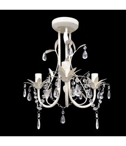 Kristallen kroonluchter met wit elegant design (3 lampen)