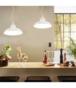 Hanglampen 2 st rond E27 wit