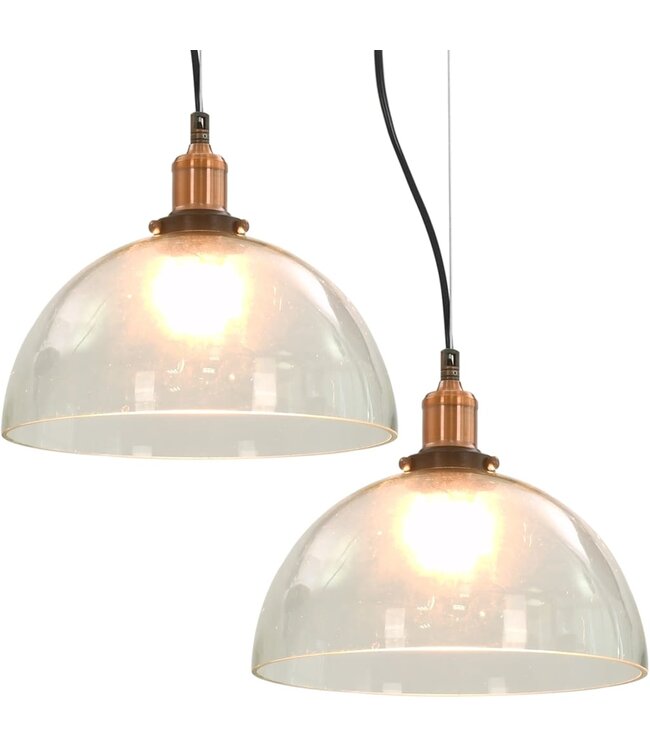 Hanglampen 2 st rond E27 30 cm transparant
