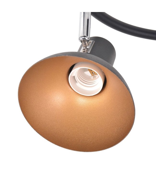 Plafondlamp voor 3 peertjes E27 zwart en goud