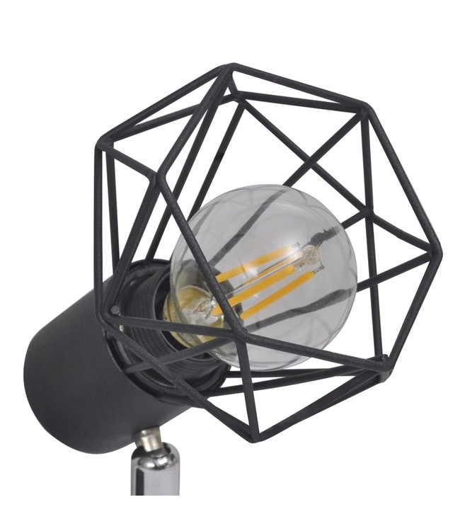 Lamp in industriële stijl met 6 LED spotjes, zwart