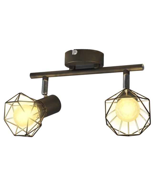 Lamp industrieel met 2 LED's zwart