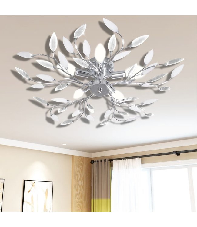 Plafondlamp met kristallen bladeren van acryl 5xE14 wit