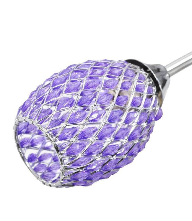Plafondlamp met paarse kristallen acryl kapjes (3 x G9)