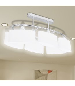Plafondlamp met ellipsvormige glazen kappen 6xE14