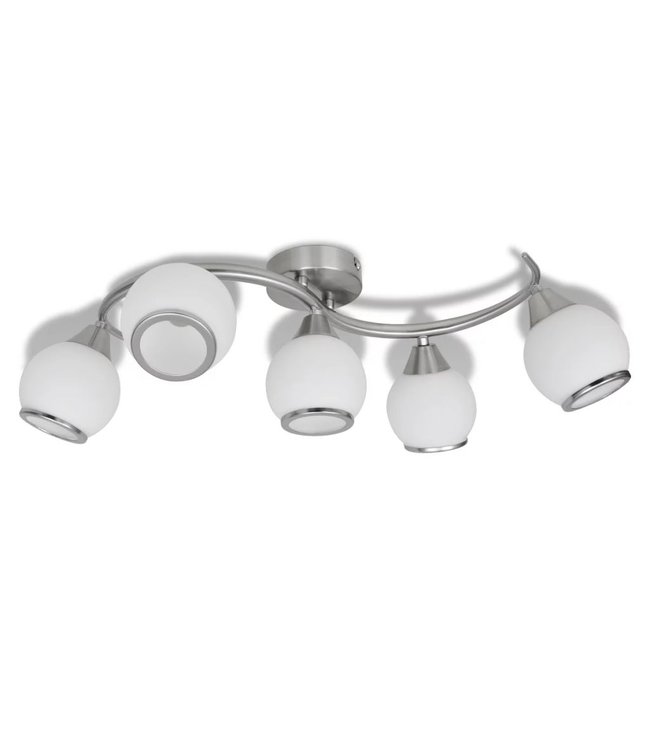 Plafondlamp met glazen kappen + golvende rail