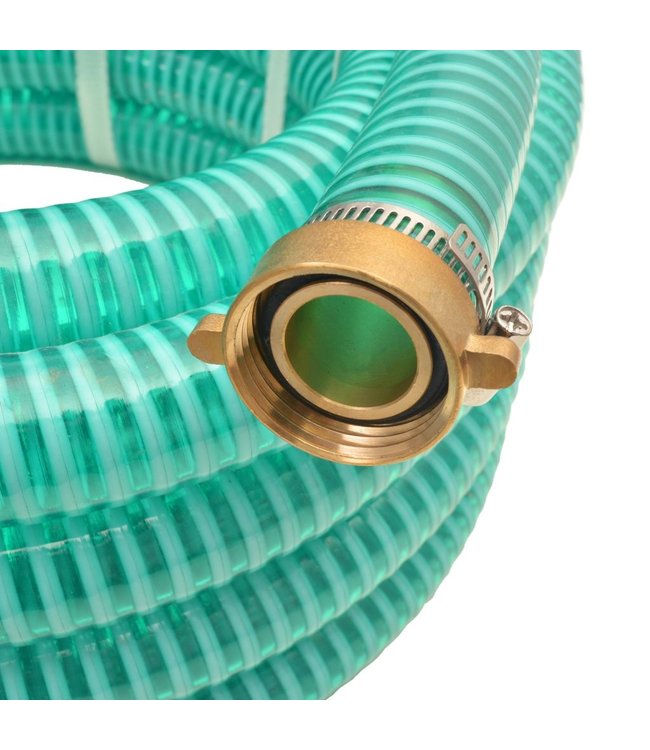 Zuigslang met messing koppelingen 15 m 25 mm groen