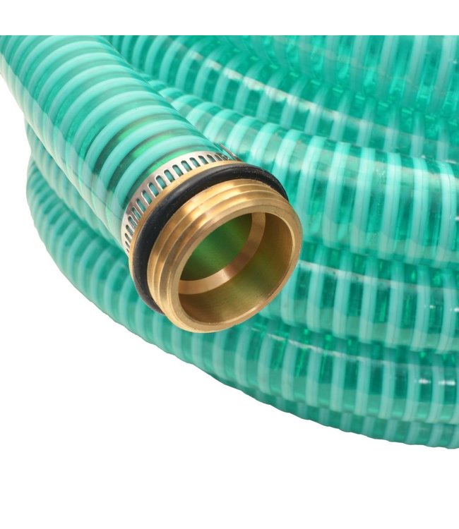 Zuigslang met messing koppelingen 15 m 25 mm groen