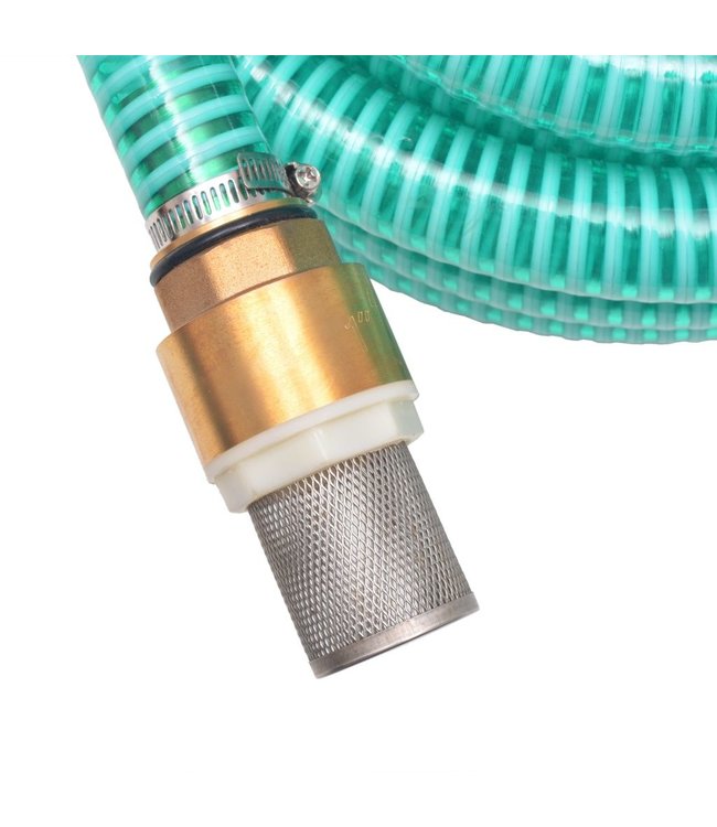 Zuigslang met messing koppelingen 15 m 25 mm groen