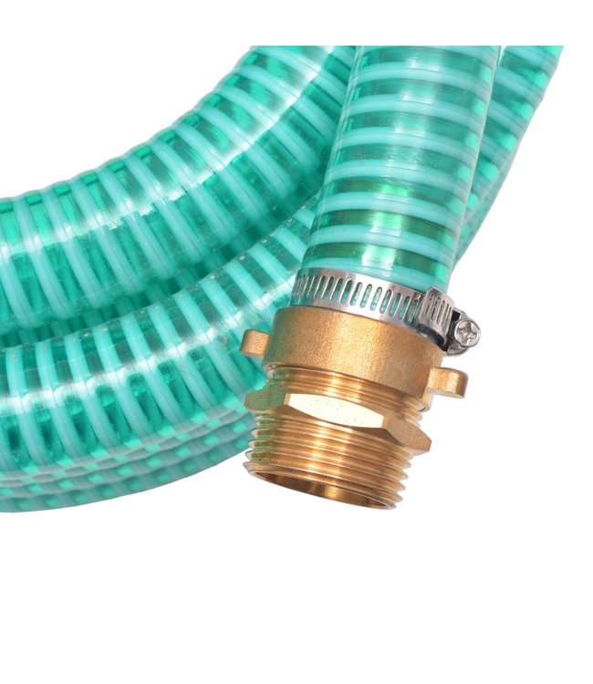 Zuigslang met messing koppelingen 15 m 25 mm groen