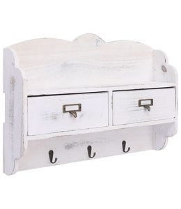 Wandkapstok 50x10x34 cm hout wit