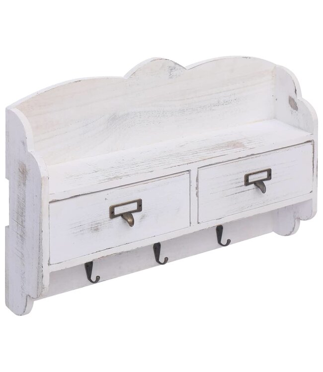 Wandkapstok 50x10x34 cm hout wit