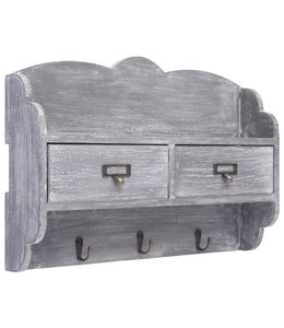 Wandkapstok 50x10x34 cm hout grijs