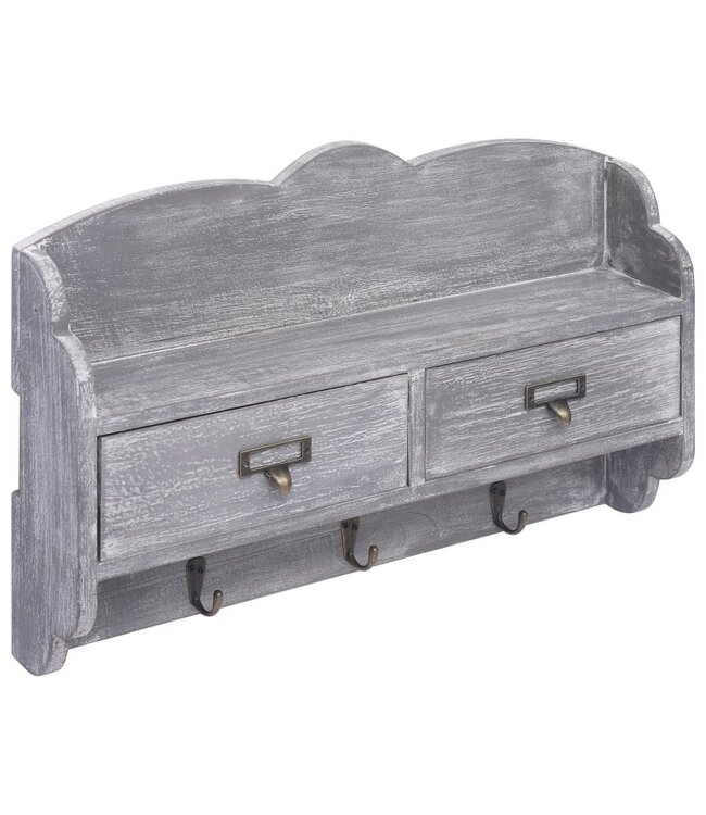 Wandkapstok 50x10x34 cm hout grijs
