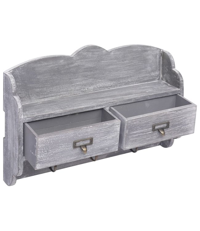 Wandkapstok 50x10x34 cm hout grijs