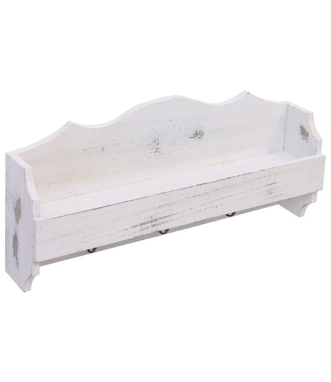Wandkapstok 50x10x23 cm hout wit