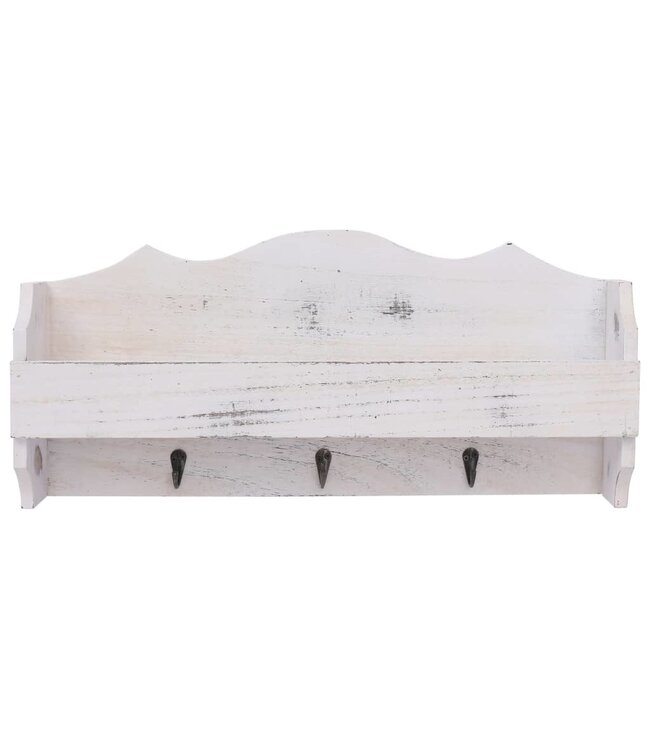 Wandkapstok 50x10x23 cm hout wit