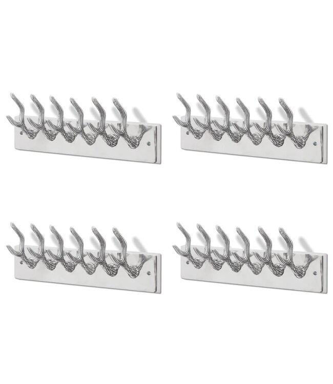 Kapstokken 4 st aluminium zilverkleurig