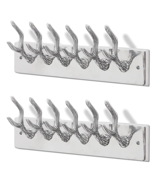 Kapstokken 2 st aluminium zilverkleurig