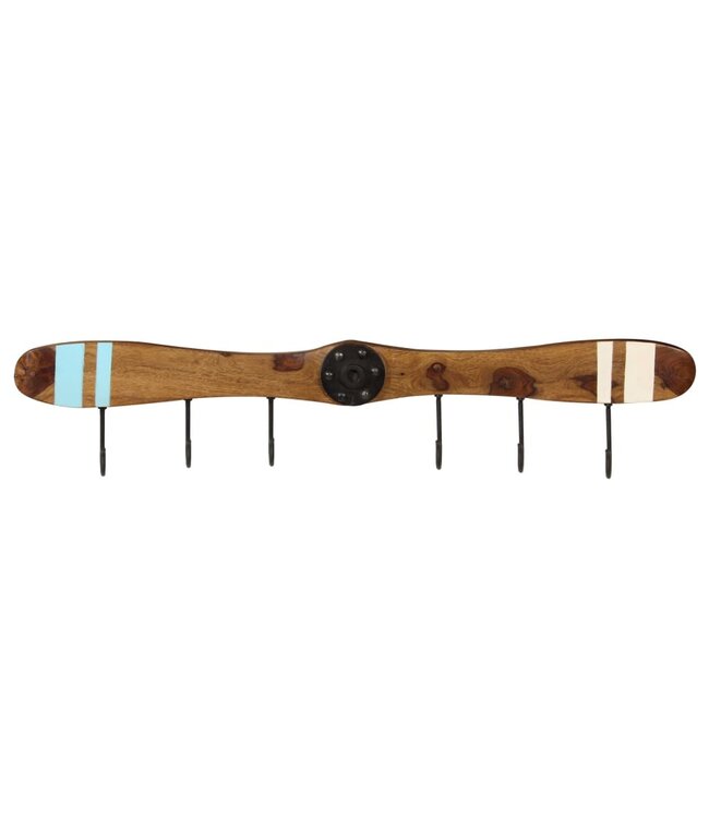 Wandkapstok met 6 haken 108x6x19 cm massief sheeshamhout